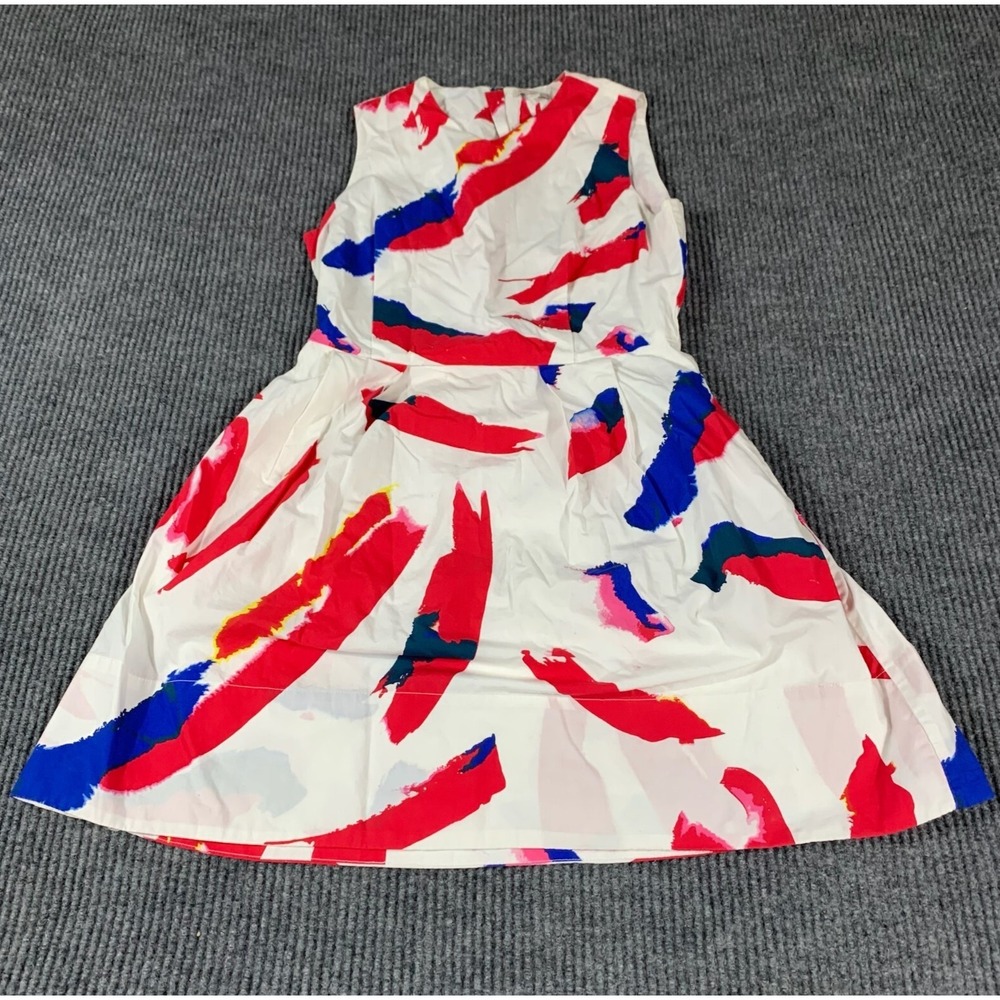 VTG Gap Dress Womens 2 White Fit Flare Sleeveless Y2K Abstract Retro Lined Artsy